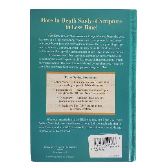 The Three In One Bible Reference Companion Hardcover Thumb Index 1982 - Picture 3 of 12